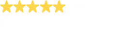 Five yellow stars in a row, commonly used to represent a five-star rating or review.